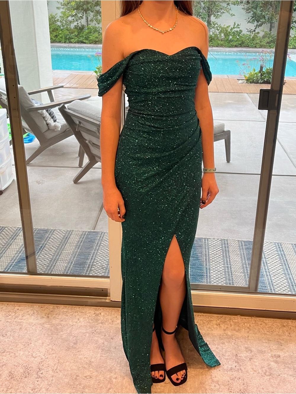 Windsor Long Formal Dress Forest Green - Picture 3 of 3